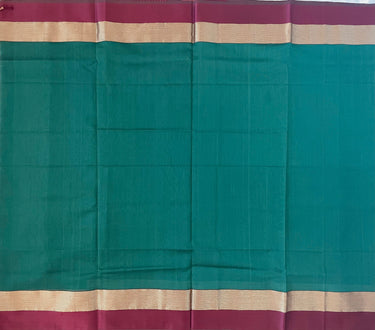 Maheshwari Cotton Silk Saree | Handloom Mark | Green & Maroon | Ships from California